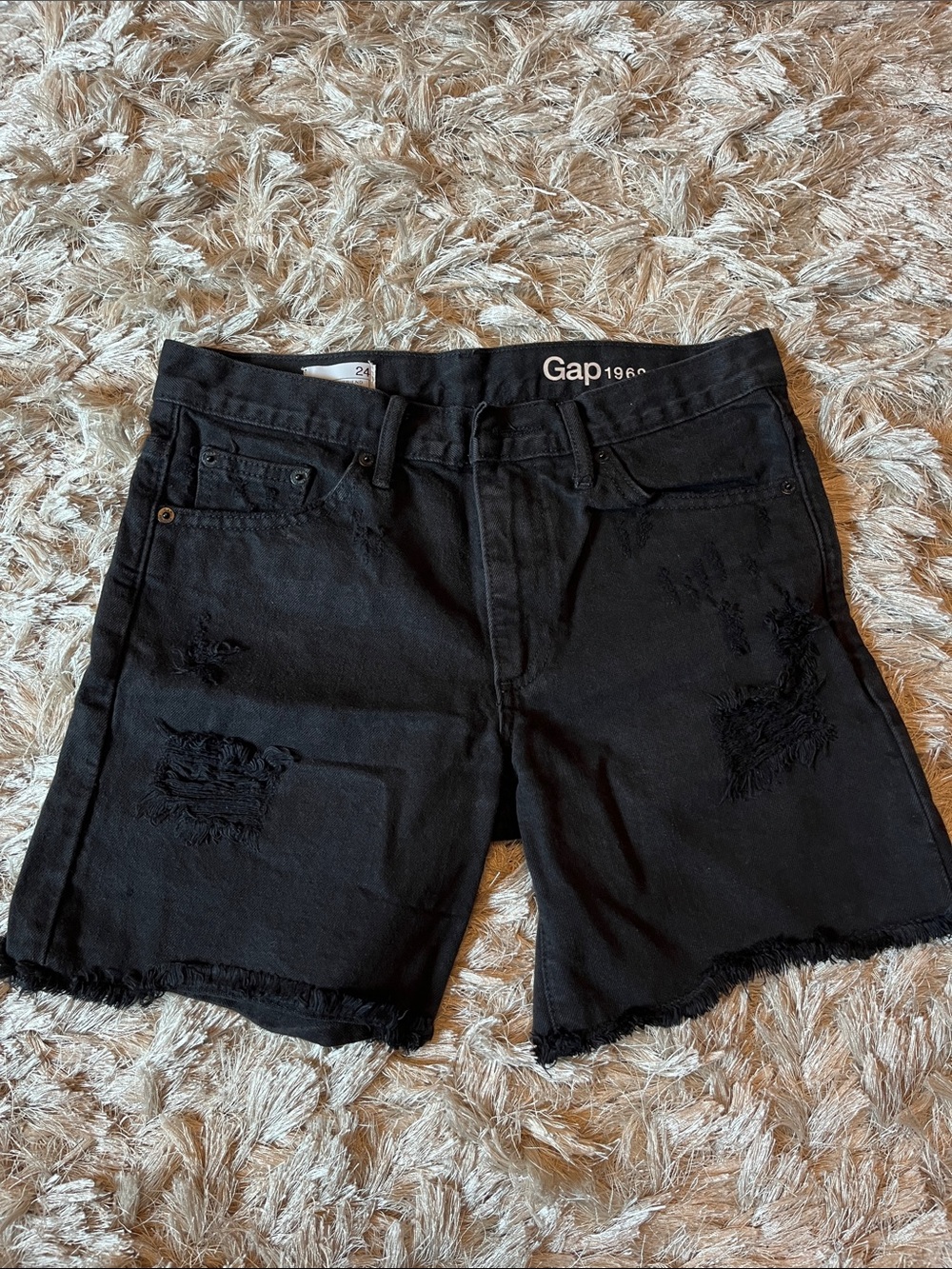 GAP Black Distressed Bermuda Shorts